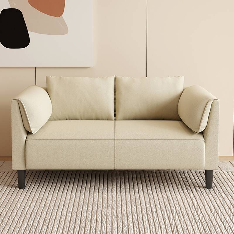 Contemporary Modern Parlor Loveseat with Sewn Pillow Back in Dark Grey/Jade Green/Tangerine Colour for 2 with Pillow Top Arm and 2 Pillows