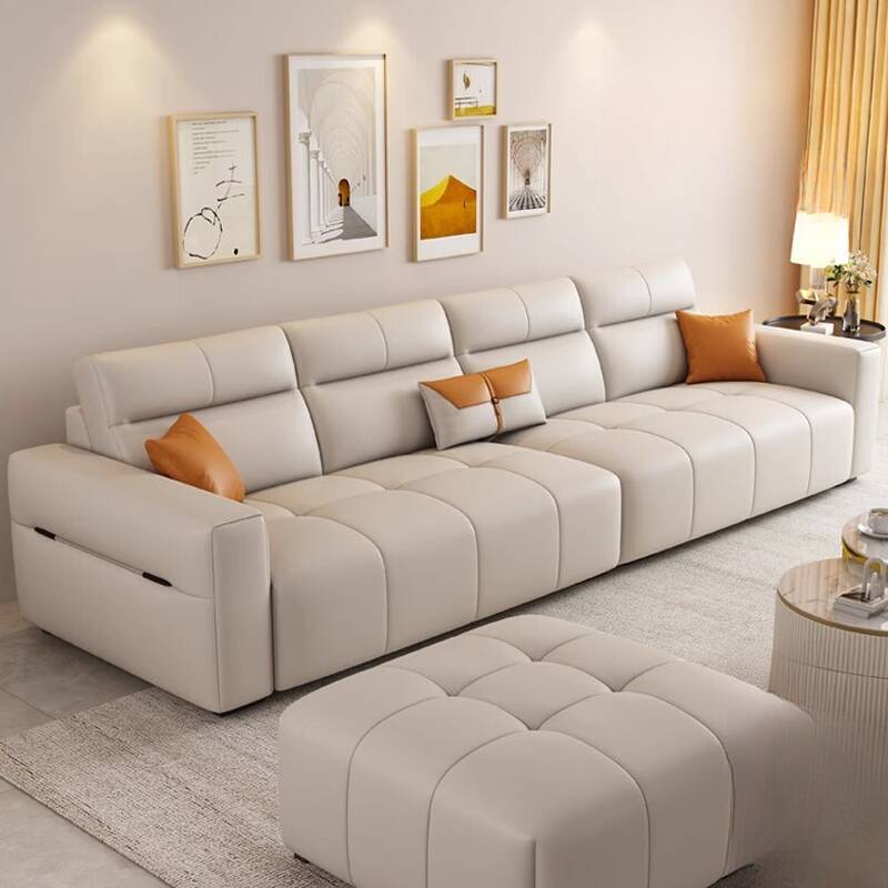 Ivory Floor Sofa/Single Sofa with Biscuit Back and Concealed Support in Sitting Room