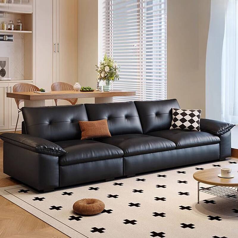 Contemporary Modern Solid Colour Matte Black Standard Sofa/Loveseat/Single Sofa for 3/Seats 4/5 Person with 2 Pillows