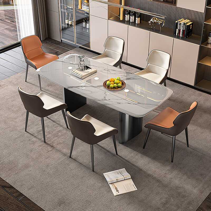 Slate Dining Table Set for 6 People/4 Chairs, Azure Colour