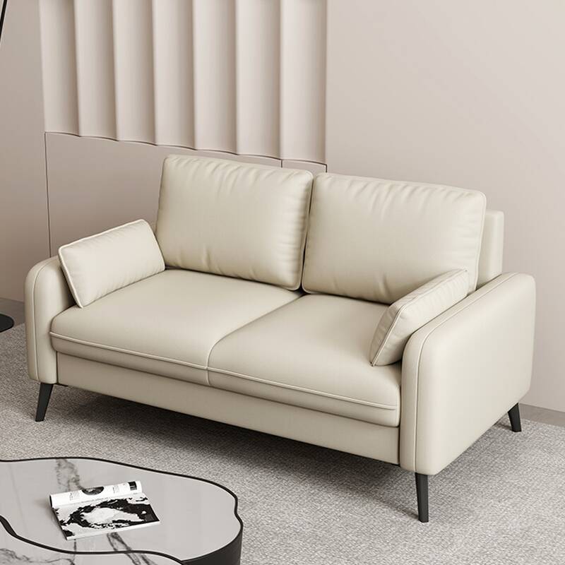 Trendy Solid Colour Loveseat in Azure/Ivory/Citrus Colour, 2-seater with 4 Pillows