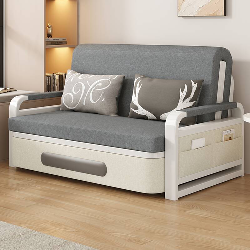 Metal Frame Full Size/Twin Size/Twin XL Sleeper Futon Bed with Cushion Back, Locker, Pillow and Detachable Mattress