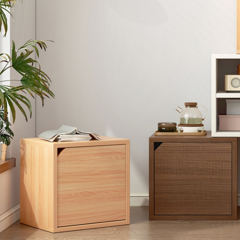 Trendy Solid Wood Cubitac Accent Cabinet with Container Storage, 1 Cabinet, 2 Shelves, and 1 Door