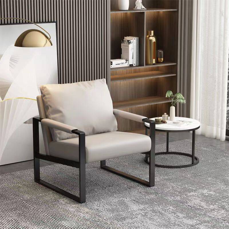 Contemporary Solid Colour Accent Chair with Pillow Back in Gray/Beige/Cocoa, Armrest, Foam Seat, and Pillow Included