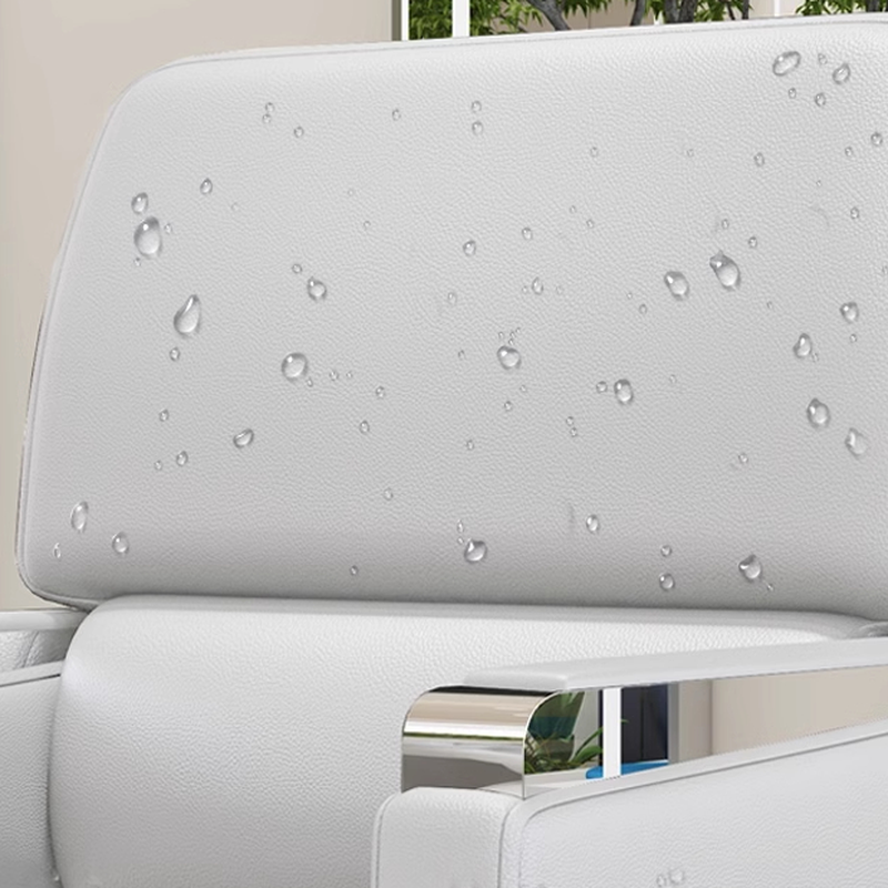 L-Shape Adjustable Stainless Steel Styling Chair with Solid Colour Pattern & Footrest