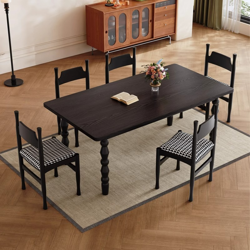 Old School Rectangular Fixed Timber Dining Table with Standard Height