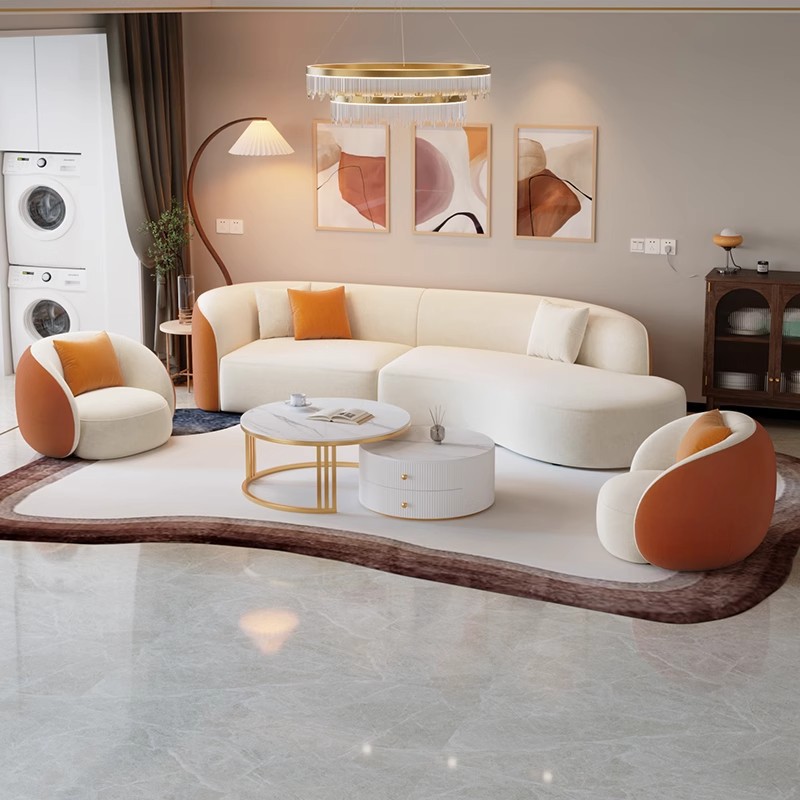 Cream Sofa/Single Sofa/Loveseat for Parlor with Concealed Support and 3 Pillows/1 Pillow