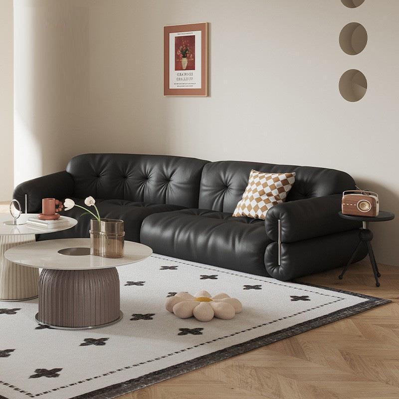 Standard Sofa in Midnight Black with Round Arm, 1 Pillow, and Concealed Support