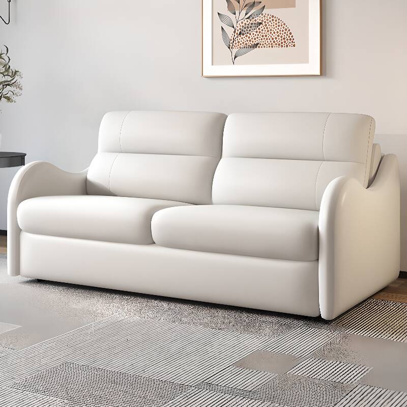 Minimalist Chalk Tufted King Size/Queen Size/Full Size Sleeper Sofa with Round Arm and Detachable Mattress for Loveseat