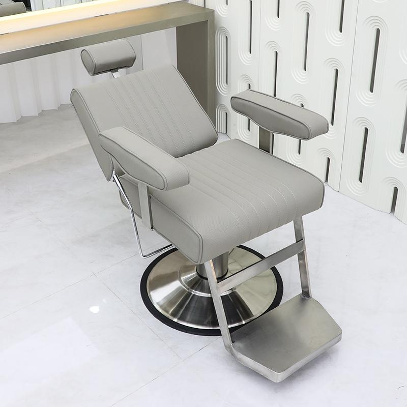 L-Shape Striped Solid Back Damp-proof Stainless Steel Manual Recline Tuneable Barber Chair