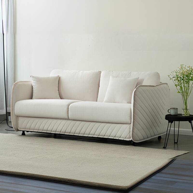 Contemporary Futon Sofa with Cushion Back, Seats 2/3/1, Square Arm, Queen/Full XL/Full Size, Sponge Fill