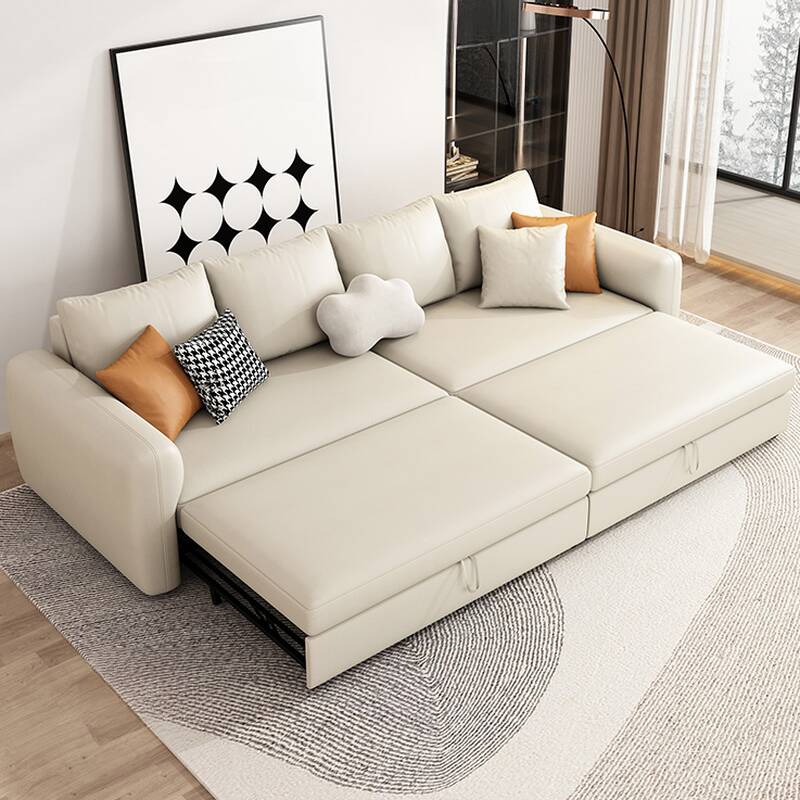 Contemporary Rainproof Futon Sofa with Pillow Back, Seats 4/2, Steel Frame, Square Arm, Full Size