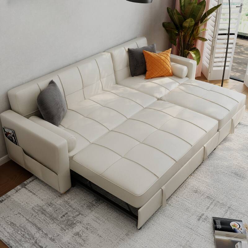 Contemporary Rainproof Futon Sofa with Biscuit Back, Seats 3/4, Locker Storage, California King Size, Sponge Fill