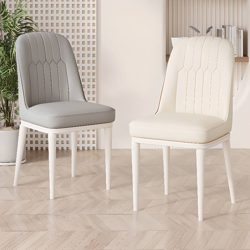 Padded Side Chair with Imperforate Back, White Steel Legs