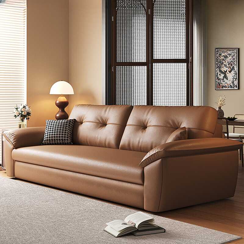 Cocoa Scratch-repellent Decorative-stitched King Size/California King Size/Queen Size Futon Sofa Bed with Tufted Back and Pillow Top Arm for 1/Seats 2/Seats 3