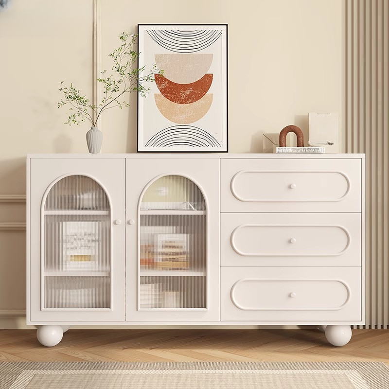 Chalk Sideboard with 3 Drawers, Closet Cabinet, Standard Size, 3 Shelves Storage, and 2 Doors/1 Door