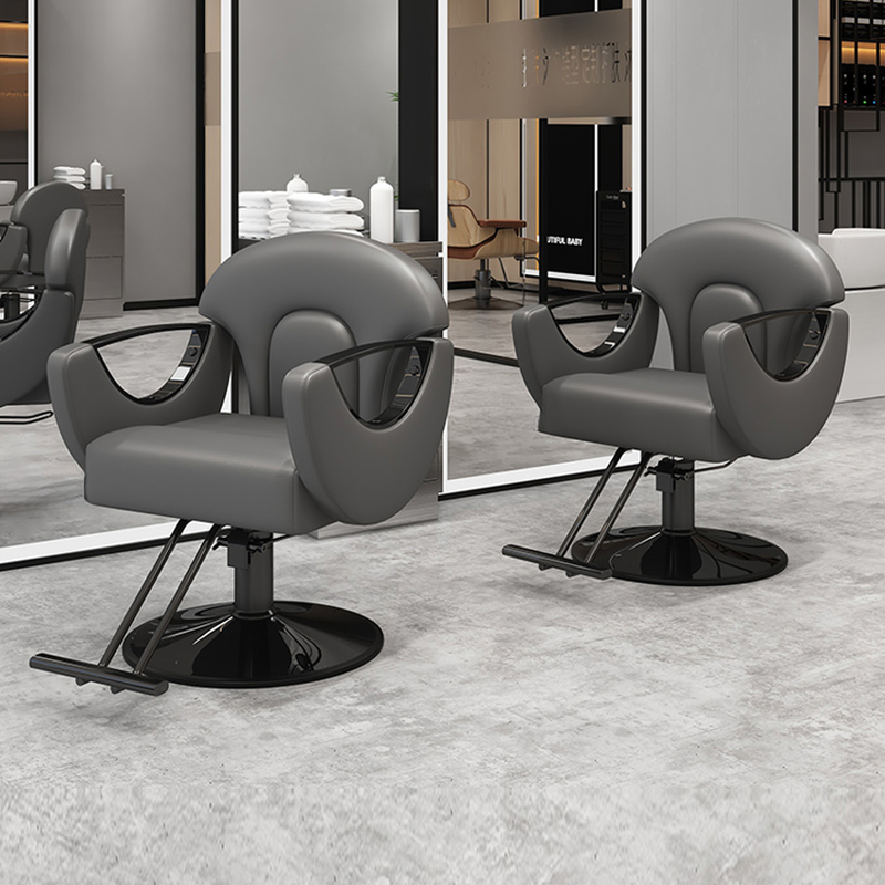 Solid Colour Variable Alloy Barber Chair with Watertight Upholstered Leather & Wingbacked Chair & Foot Rest
