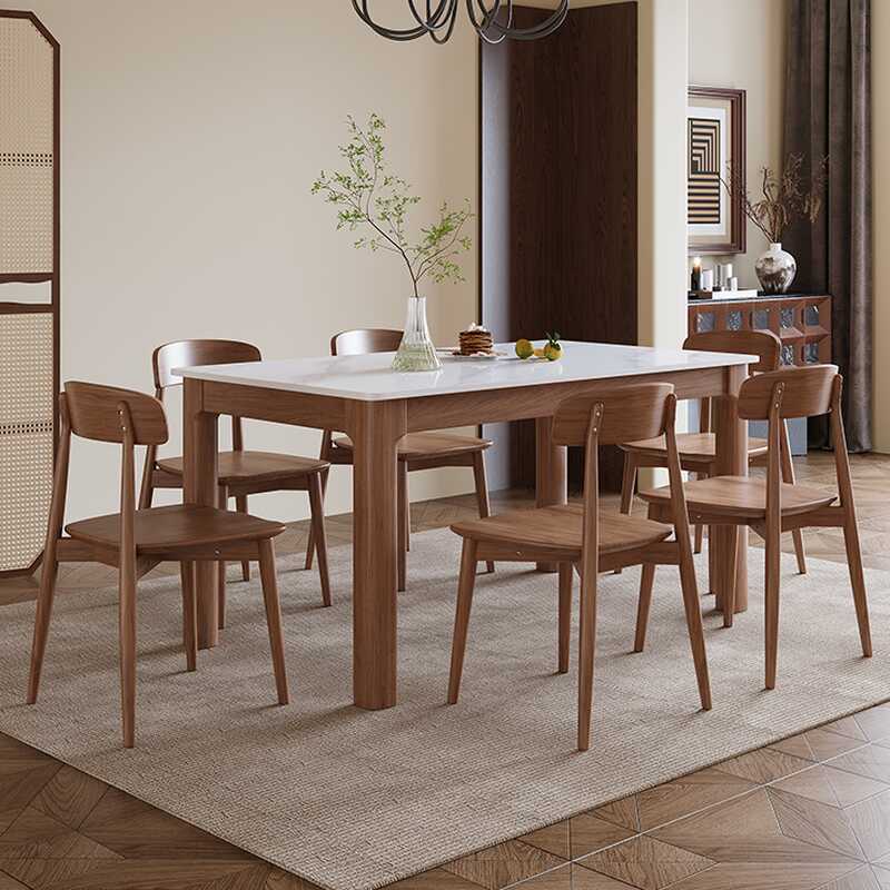 Rectangular Slate Dining Table Set with Windsor Back Upholstered Chairs and Fixed Chalk Top