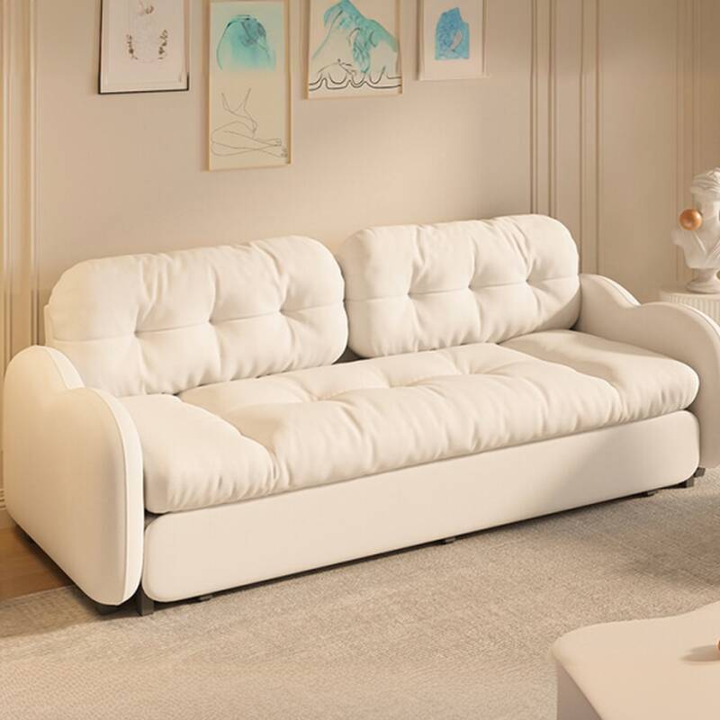 Sleeper Futon with Tufted Back, Detachable Mattress, and Storage Repository