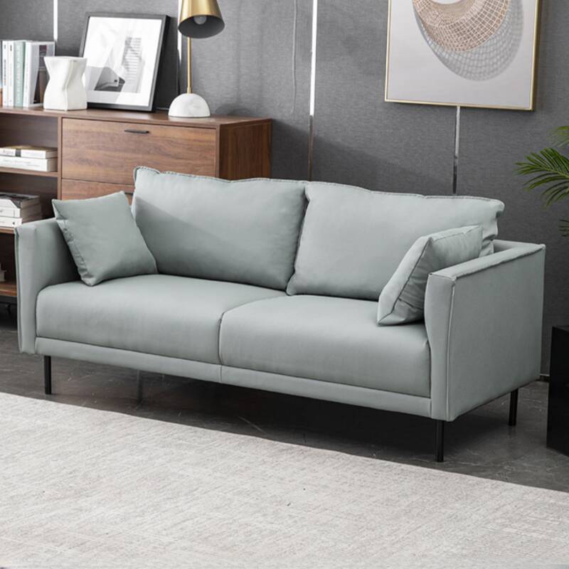 Trendy Solid Colour Water Resistant Loveseat with Wide Pillow Back in Dove Grey/Ivory/Citrus, 2-Seater with Square Arm