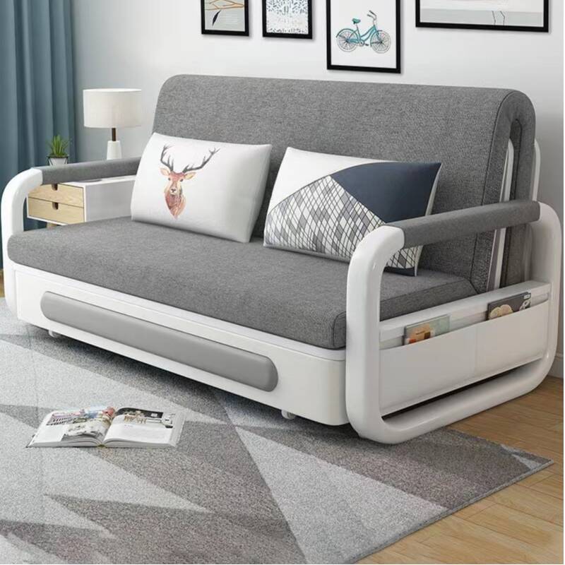 Modern Full Size Sponge Filled Sleeper Futon Love Seat with Pillow Back and 2 Pillows, Square Arm