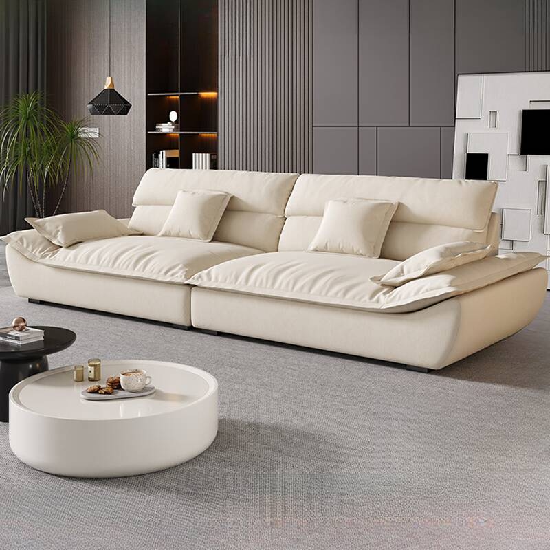 Trendy Pine Wood Standard Sofa/Single Sofa with Cushion Back in White, Seats 3/4/6 with Pillow Top Arm and Concealed Support