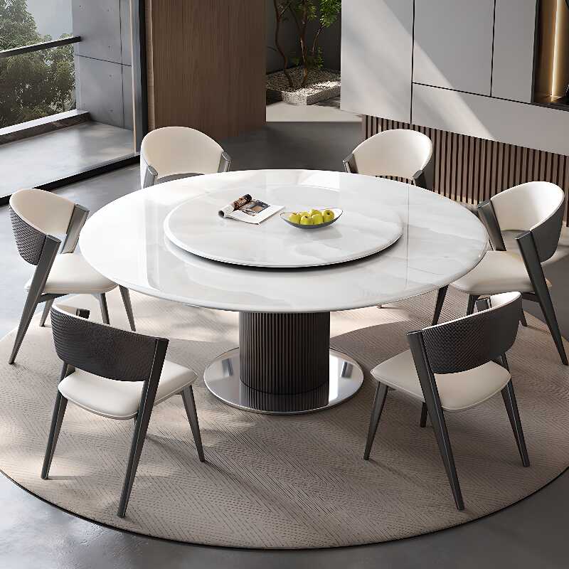 Rotatable Dining Table Set for 6/for 4 with Marble Stone Tabletop