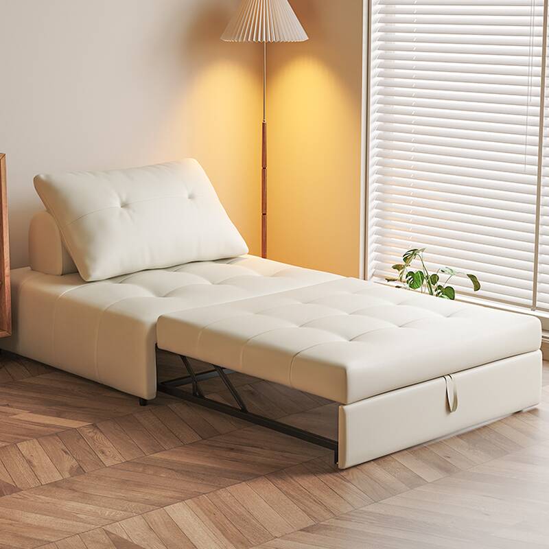 Casual Scratch-shielded Twin Size/Twin XL Size Stitch-tufted Chaise Lounge Futon with Pillow Back and 1 Pillow for 1