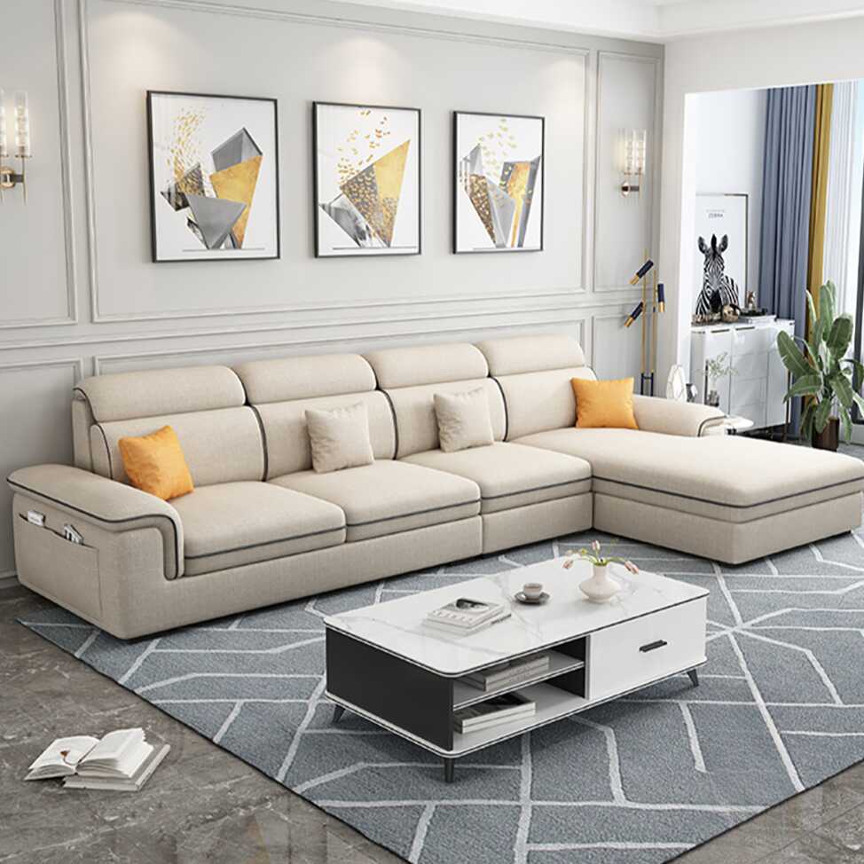 Ivory Sofa with 4/3 Pillows