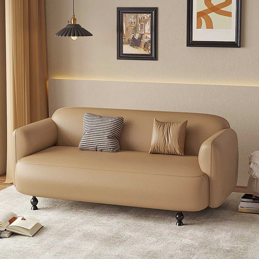 Minimalist Standard Sofa in Midnight Black/Olive Green/Ivory with Pu Upholstery and Arm