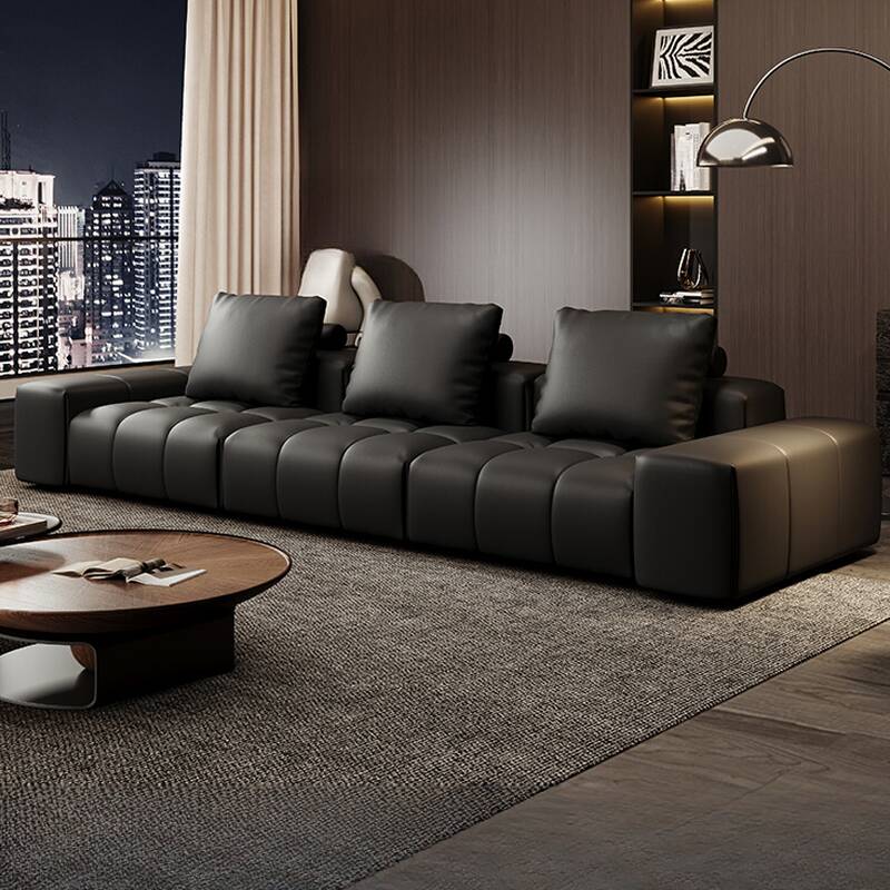 Tear Resistant Parlor Standard Sofa in Midnight Black with Concealed Support