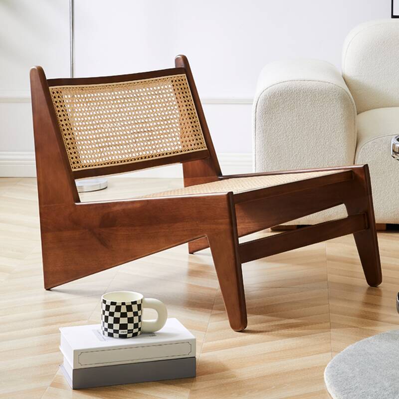 Art Deco Side Chair for Sitting Room with Solid Colour, Woven Back, and Auburn Upholstery