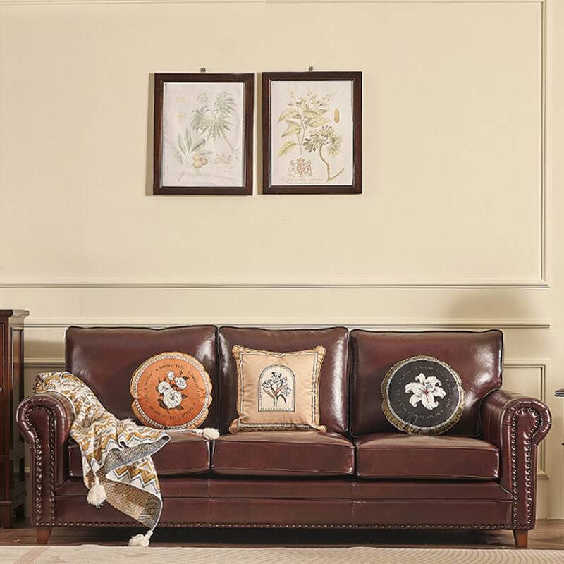 Parlor Standard/Single Sofa in Espresso with Round Arm and Nailhead Decoration