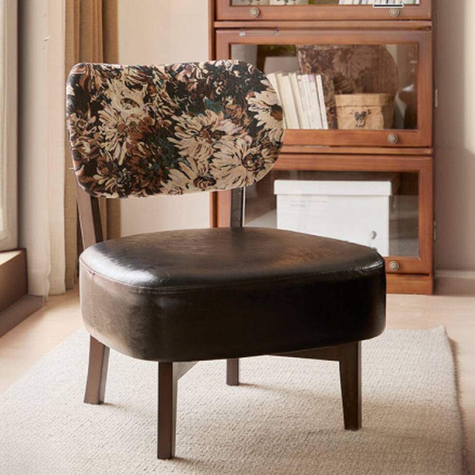 Simplistic Side Chair with Solid Colour/Floral Pattern and Arced Back