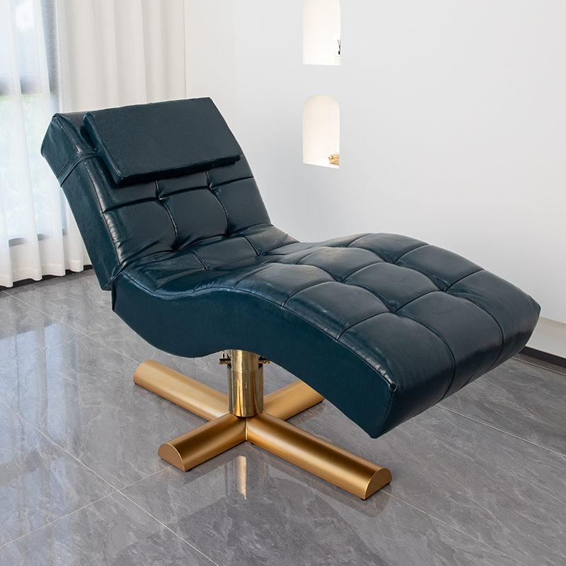Height-adjustable Stainless Alloy Rectangular Facial Bed with Cylinder Base