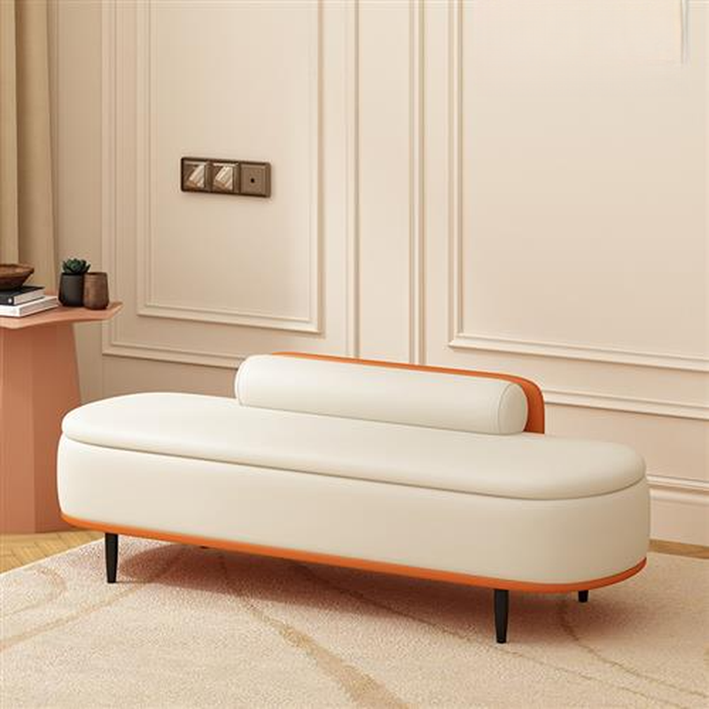 Minimalist Upholstered Solid Colour Indoor Sitting Bench with Rear Seat Back, Locker Storage, and Upholstery