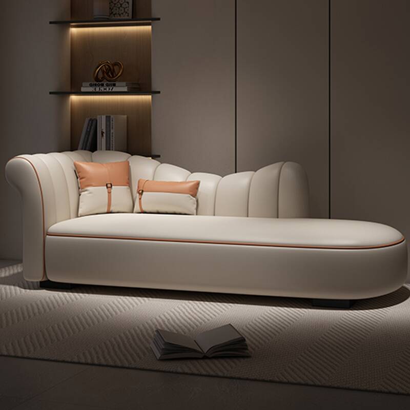 Simple Solid Colour Left-Arm Chaise Lounge Bench with Left-hand Piece