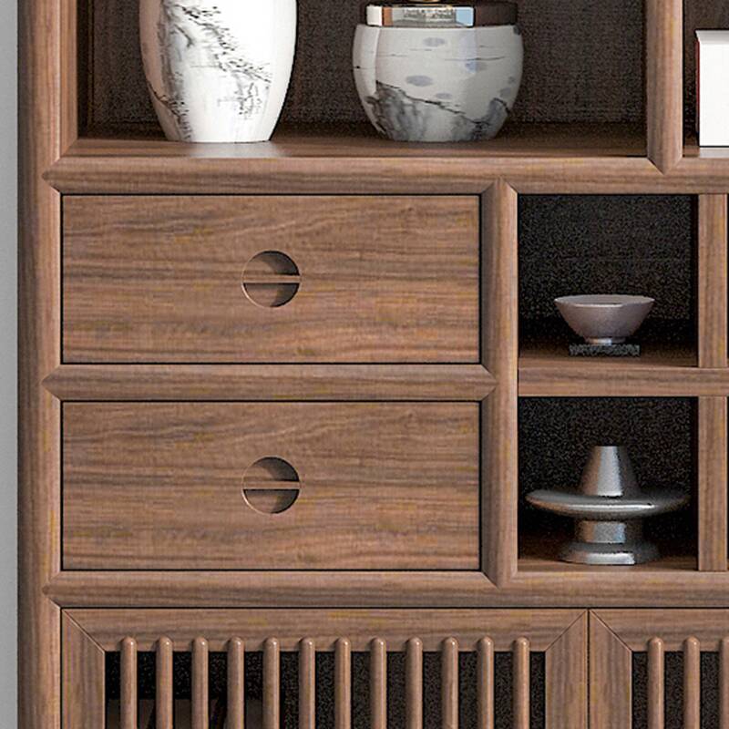 2 Drawers & 4 Shelves Narrow Independent Sideboard with 2 Doors, Drawers Storage, and Hutch Included