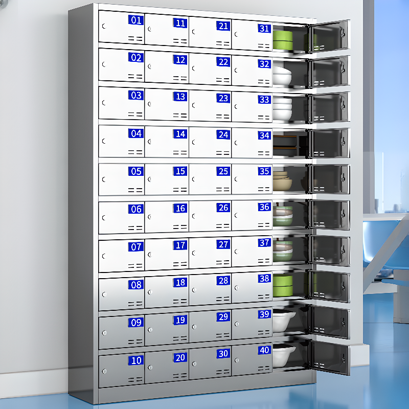 Silver Industrial 6-Tier Louvered Locker with 10+ Compartments, 5-Wide and Name&Number Plate Included