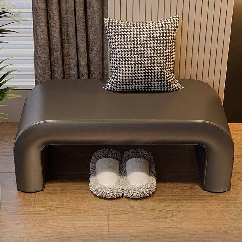 Simple Upholstered Solid Colour Shoe Bench with Cushioned Seat