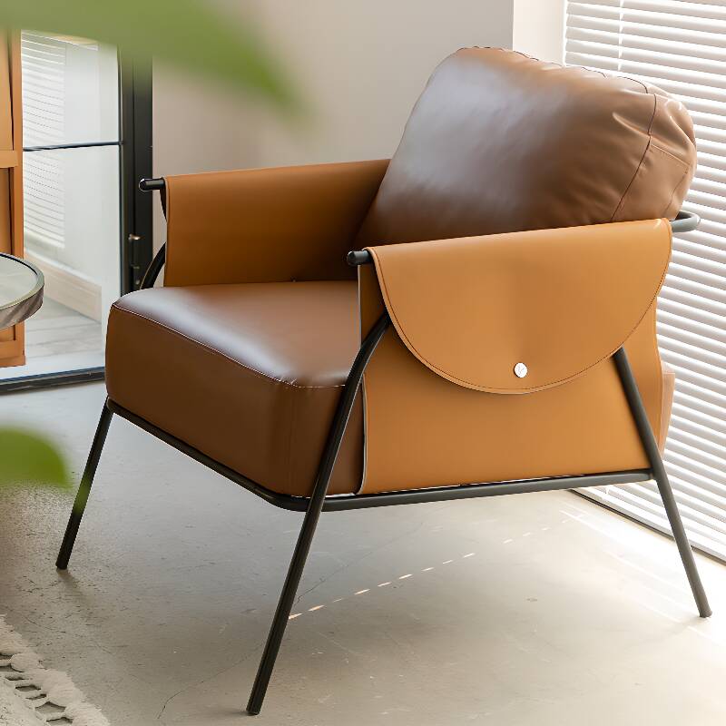 Simplistic Moisture-proof Arm Chair with Pillow Back, Cream/Olive Green/Cocoa Upholstery, Cotton Fill, Arms, and Pillow