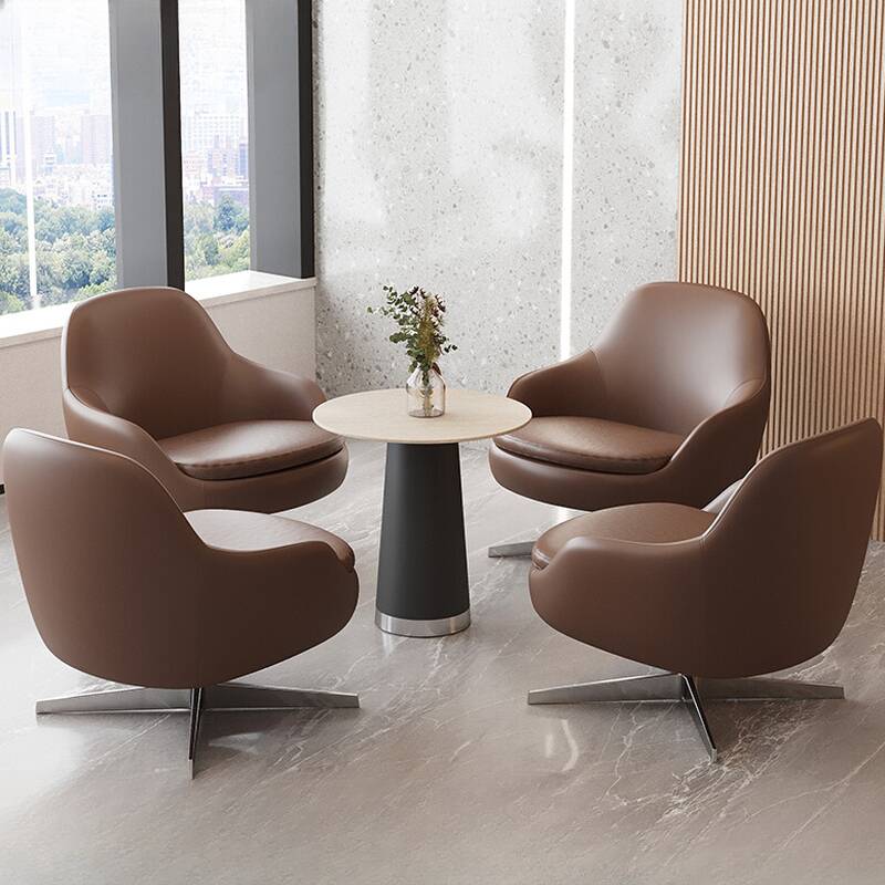 Modish Rotatable Solid Colour Apricot Colour/Gray/Auburn Arm Chair with Tight Back and Armrest