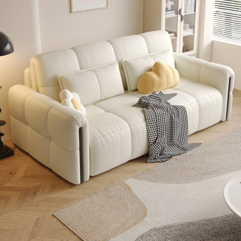 Modern Simple Style Sleeper Sofa with Cushion Back, Seats 3, Square Arm, Available in King/Full XL/Full Size