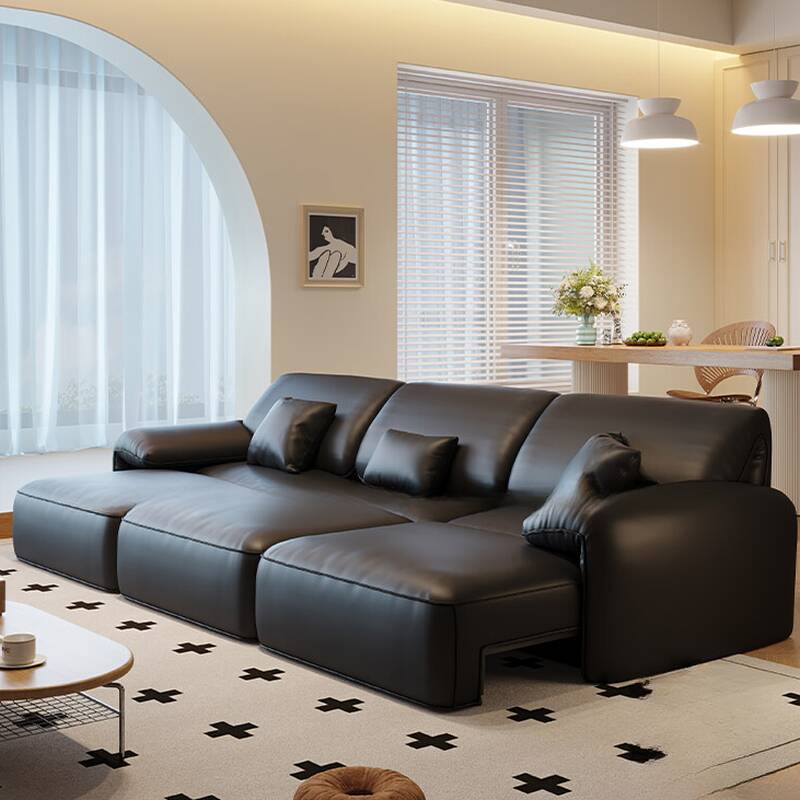 Nordic Black Convertible Sofa for 3 Person with Solid Colour