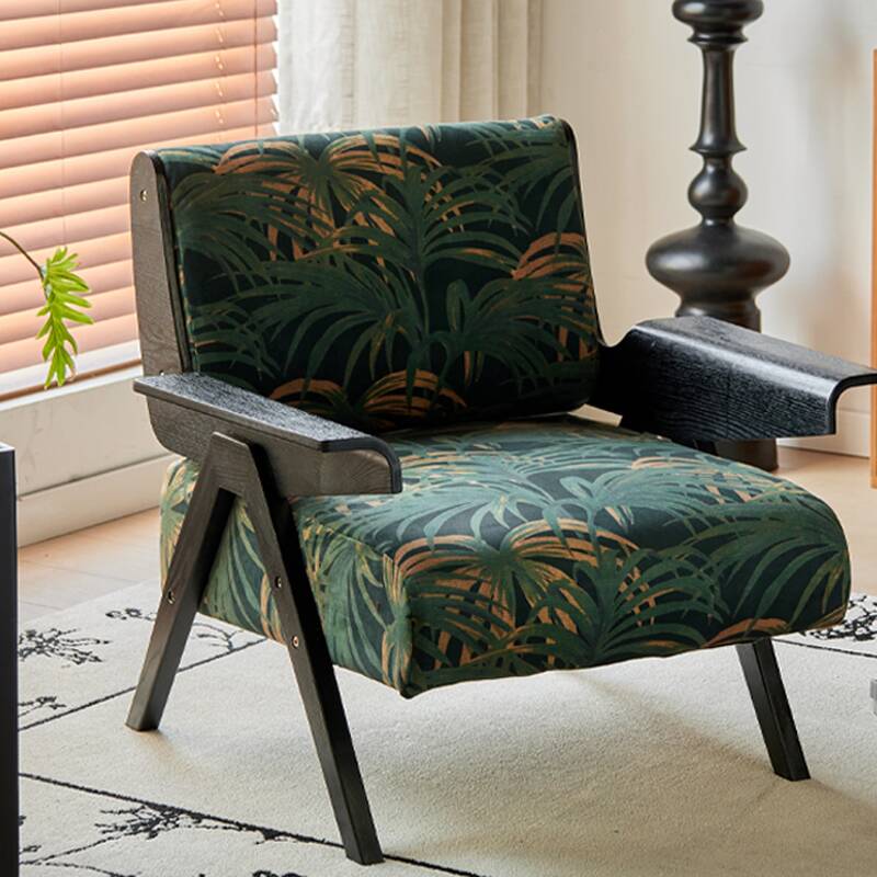 Ergonomic Striped/Floral Pattern Arm Chair for Sitting Room