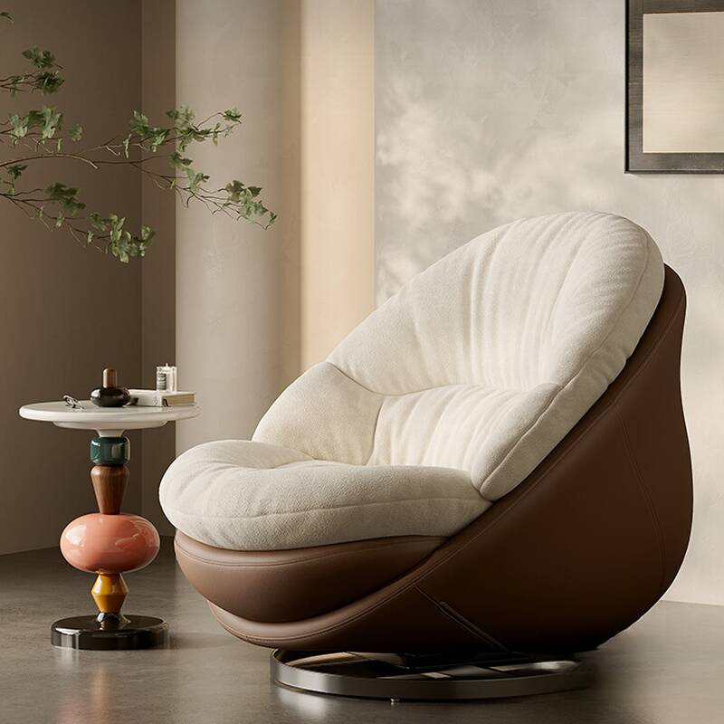 Contemporary White Turned Solid Colour Accent Chair with Sewn Pillow Back for Living Room