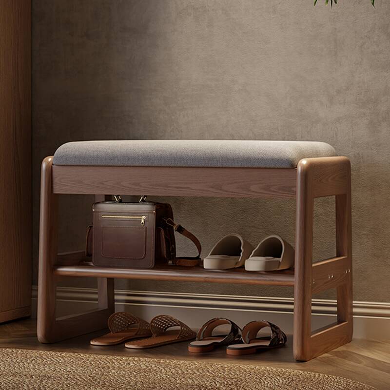 Minimalist Solid Colour Upholstered Indoor Bench Seat with Container, Cushioned