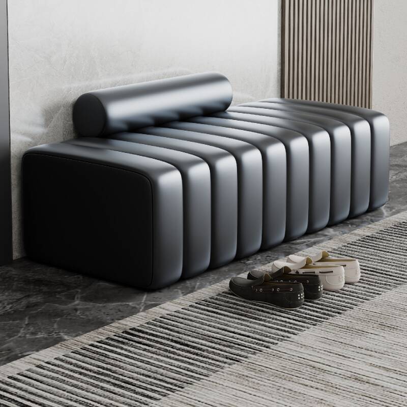 Classic Upholstered Solid Colour Sitting Bench Indoor with Rear Seat Back