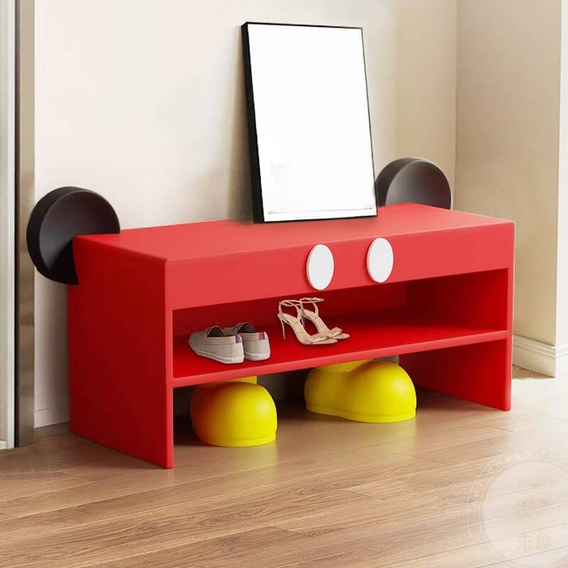 Modish Solid Colour Timber Shoe Bench with Storage Locker