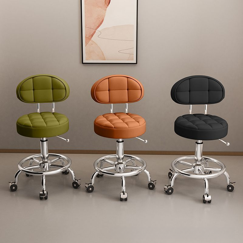 Swivel & Adjustable Height Solid Colour L-Shape Metal Styling Chair with Footrest